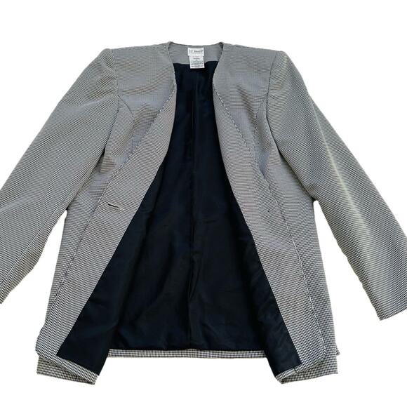 Liz Baker Blazer Essentials Black White Checkered One Button Front Size 14 Tall - Picture 12 of 14